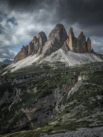 Mountain panorama with Three Peaks mountain summits in the Dolomite Alps in South Tyrol by Bastian Linder