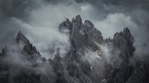 Mountain peaks in the Dolomite Alps in South Tyrol with dramatic cloudy sky by Bastian Linder