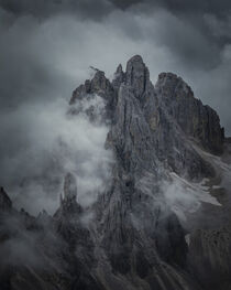 Mountain peaks in the Dolomite Alps in South Tyrol with dramatic cloudy sky by Bastian Linder