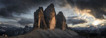 Three Peaks mountain summits in the Dolomite Alps in South Tyrol during sunset by Bastian Linder