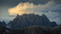 Haunold mountain chain with storm clouds during sunset at Three Peaks Hut in the Dolomite Alps in South Tyrol by Bastian Linder