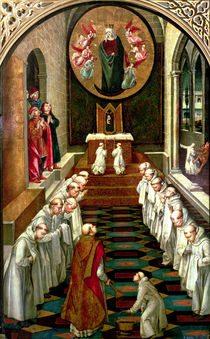 Apparition of the Virgin to a Community  von Pedro Berruguete