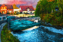 Spreewaldhafen der Stadt Burg im Spreewald. Gemälde von havelmomente