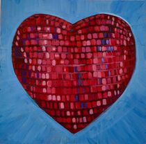 Red disco heart  by Caroline  Solomon