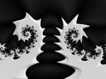 Dual Fractal Spirals in Black and White by Elisabeth  Lucas