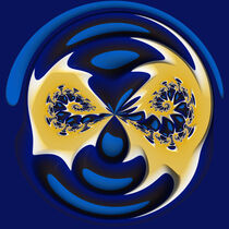 Dual Fractal Spirals in Blue and Yellow Orb by Elisabeth  Lucas