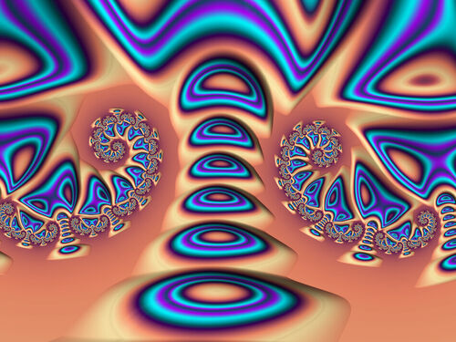 Dual-fractal-spirals-in-orange-purple-and-teal
