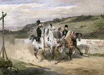 Horace Vernet and his Children Riding in the Country  von Eugene-Louis Lami