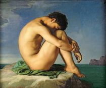 Naked Young Man Sitting by the Sea von Hippolyte Flandrin