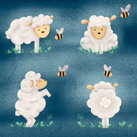 Set-of-cute-fluffy-sheep-with-bee-cartoonish-character-illustration-for-nursery-decoration-children-illustration