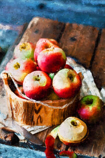 Stillleben mit Äpfeln auf Tisch. Gemälde von havelmomente