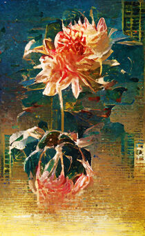 Rosa Dahlien in abstrakt. Gemaltes Gemälde by havelmomente