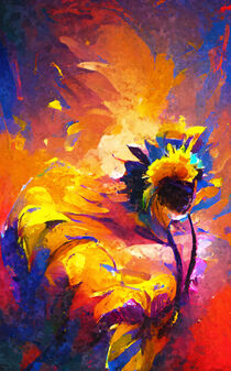 Abstract sunflower painting. von havelmomente