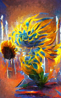 Sunflower in a glass. Abstract painting. by havelmomente