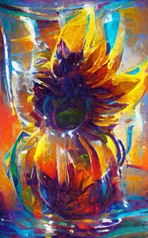 Sonnenblume im Glas. Abtrakte Malerei. Gemalt. von havelmomente