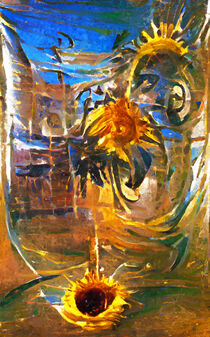 Sonnenblumen im Glas. Abstrakt Gemalt. by havelmomente