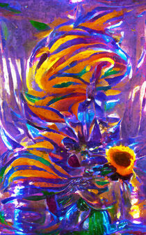 Sonnenblume Spiegelung im Glas. Gemalt. Abstrakt. von havelmomente