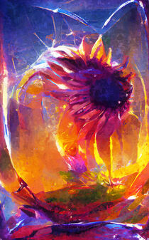 Sonnenblume Glaspiegelung abstrakt gemalt. von havelmomente