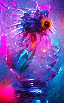 Neonfarbe Glasspielung einer Sonnenblume. Abstrakt gemalt. von havelmomente
