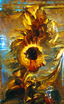 Sonnenblume im Glas. Abstrakte Malerei. Gemalt. von havelmomente