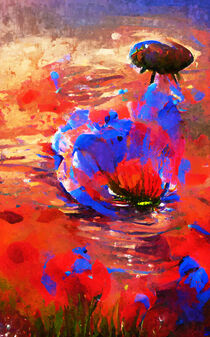 Mohnblüte im Wasser. Abstrakt gemalt. von havelmomente