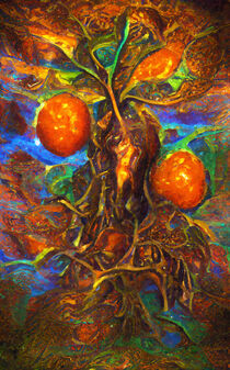 Abstrakter Orangenbaum. Gemalt. von havelmomente