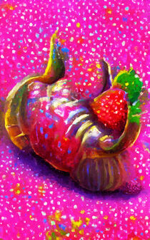 PsychedelischesPortrait einer Schnecke auf Erdbeere. gemalt. von havelmomente