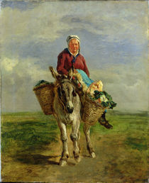 Country Woman Riding a Donkey  by Constant-Emile Troyon