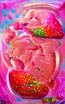 Strawbeery ice cream with fruits. painted. von havelmomente