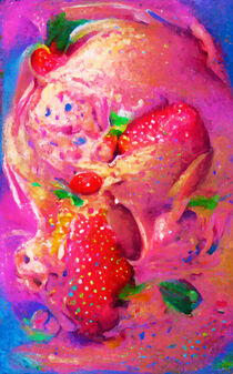 Strawberry ice cream with fresh fruits. painted.  by havelmomente