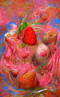 abstract painting of Strawberry ice with red fruits. tasty. by havelmomente