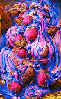 Eiscreme in farbenfrohen Farben, Himbeeren und Blaubeereis. Gemalt. by havelmomente