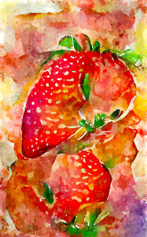 Rote Erdbeeren gemalt. Aquarellbild. by havelmomente