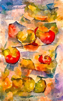 Apfel. Abstraktes Aquarell von roten und grünen Äpfeln by havelmomente