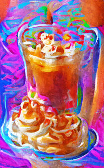 Poppiger Eisbecher mit Eiskaffee. Retro gemalt. by havelmomente
