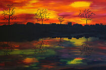 Sonnenuntergang am Fluss - Acryl auf Leinwand by babetts-bildergalerie