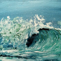 Meereswelle gemalt mit Acryl auf Holz von Anke Franikowski