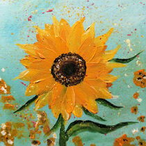 Sonnenblume gemalt mit Acryl auf Holz