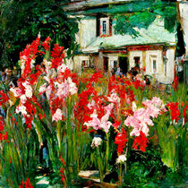 Impressionistic garden with flowerbed of Gladiolas. by havelmomente