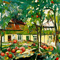 Äpfel im Garten. Bauernhof. Impressionismus gemalt. by havelmomente