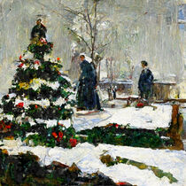 Winter dem Garten. Weihnachtsbaum geschmückt. Impressionismus. von havelmomente