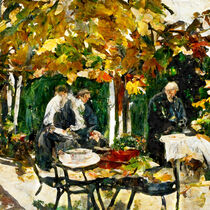 Herbstliche Gartenszene mit Menschen. Impressionismus. von havelmomente