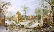 A wooded winter landscape with a cart  von Brueghel, J.(1568-1625) & Momper, J.de (1564-1635)