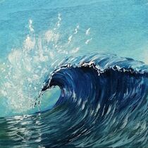 Meerbild, Gemälde Blaue Welle von Anke Franikowski by Anke Franikowski