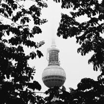 Berliner Fernsehturm im Nebel von Sabine Howorka