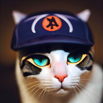 Sam - Cat with a baseball cap #2 by Digital Art Factory
