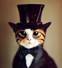 Teddy - Cat with a black top hat #1 von Digital Art Factory