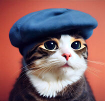 Gizmo - Cat with a French beret #4 by Digital Art Factory