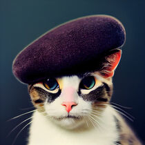 Jax - Cat with a French beret #3 by Digital Art Factory