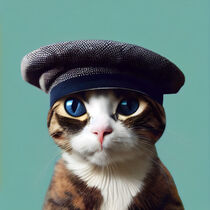 Bandit - Cat with a French beret #1 by Digital Art Factory